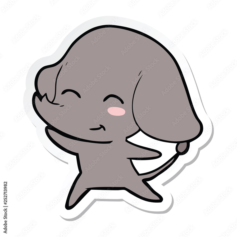 sticker of a cute cartoon elephant