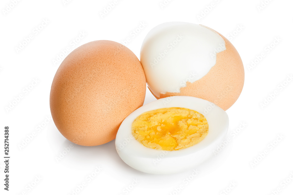 boiled egg and half isolated on white background boiled egg and half isolated on white background