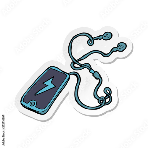 sticker of a cartoon music player