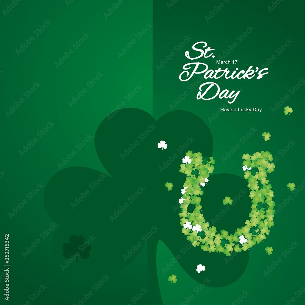Plakat Saint Patricks Day green horseshoe two fold greeting card background