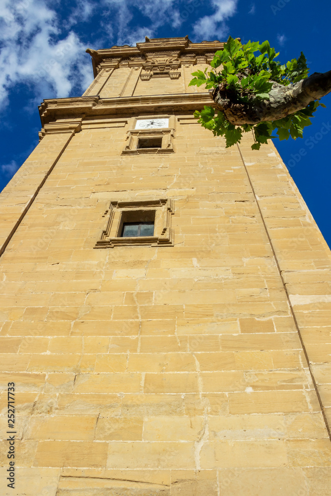 Cathedral of Santo Domingo de la Calzada separated tower, low angle view, La Rioja Spain on the Way of St. James, Camino de Santiago Cathedral of Santo Domingo de la Calzada separated tower, low angle view, La Rioja Spain on the Way of St. James, Camino de Santiago