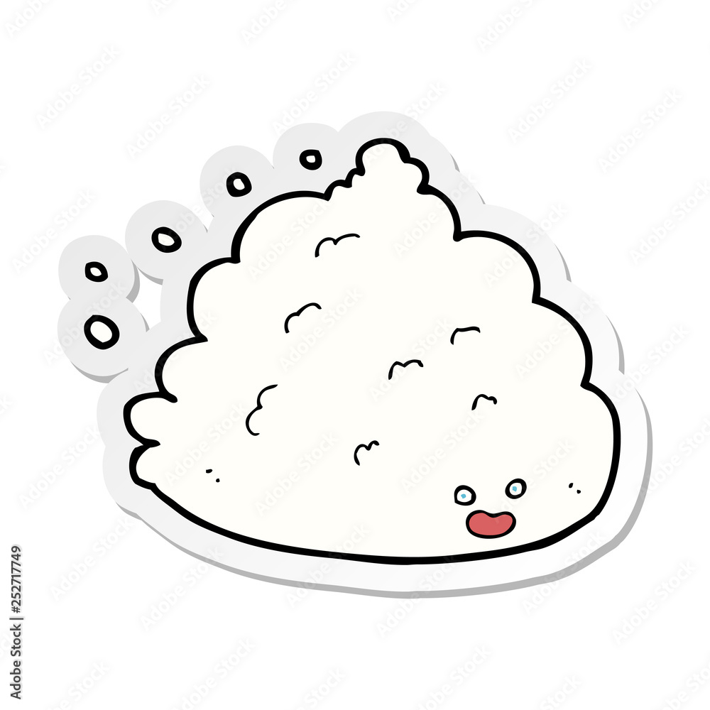 sticker of a cartoon cloud character
