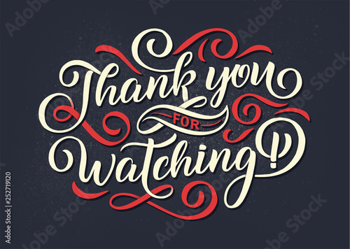 Thank you for watching cover, banner template for your Video Blog Article Presentation. Trendy background with text