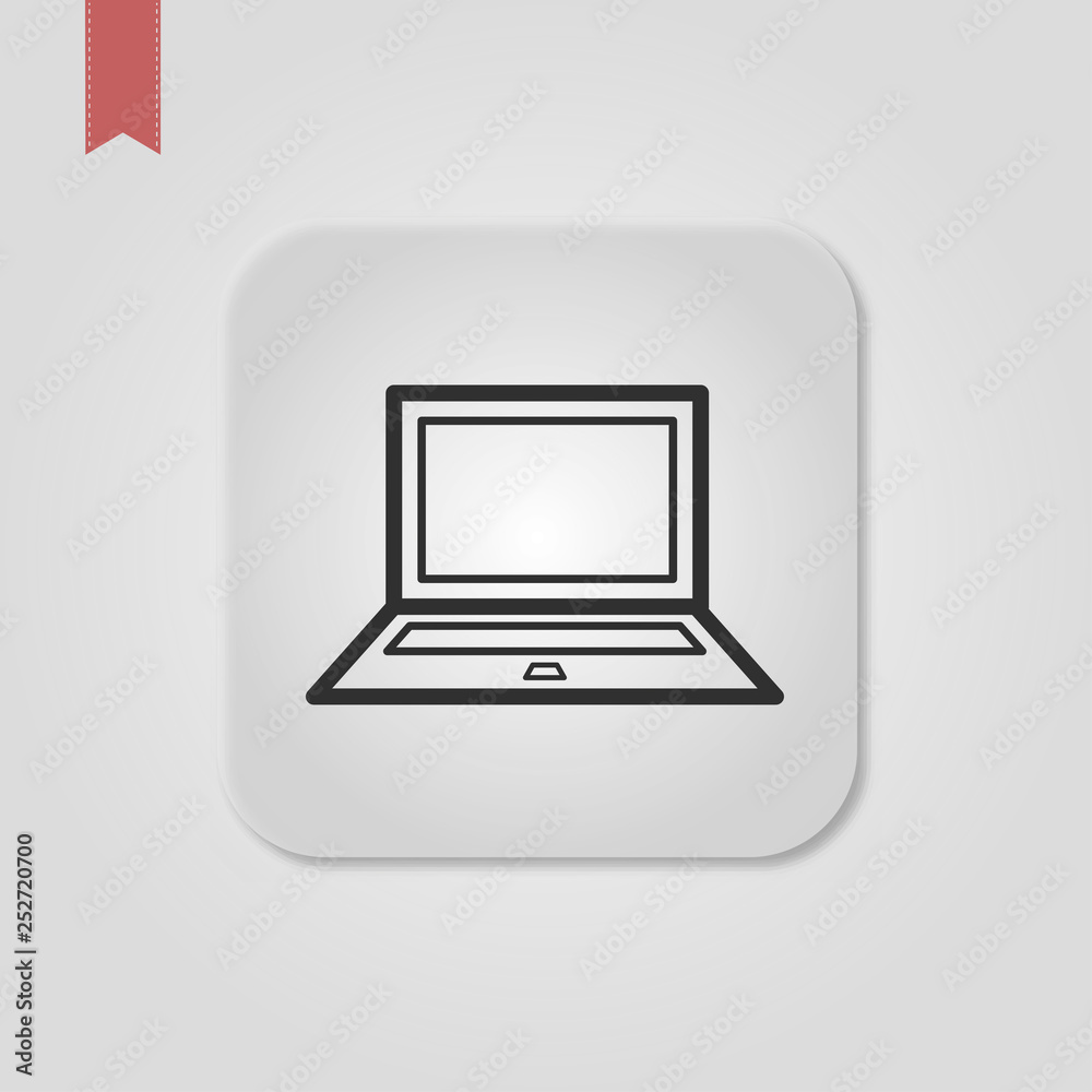 apply now button in thin line laptop. flat stroke style modern logo lineart graphic art design isolated on white. concept of applied to join the community or site and mobile login or follower