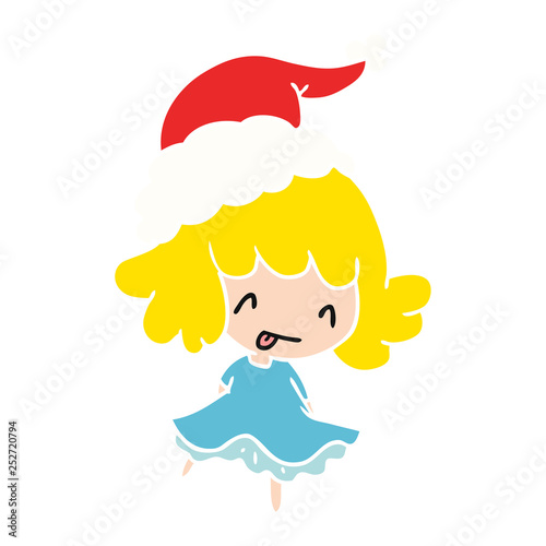 christmas cartoon of kawaii girl