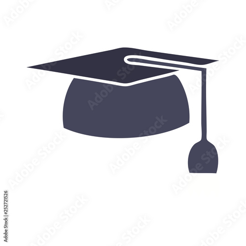 flat color retro cartoon graduation hat