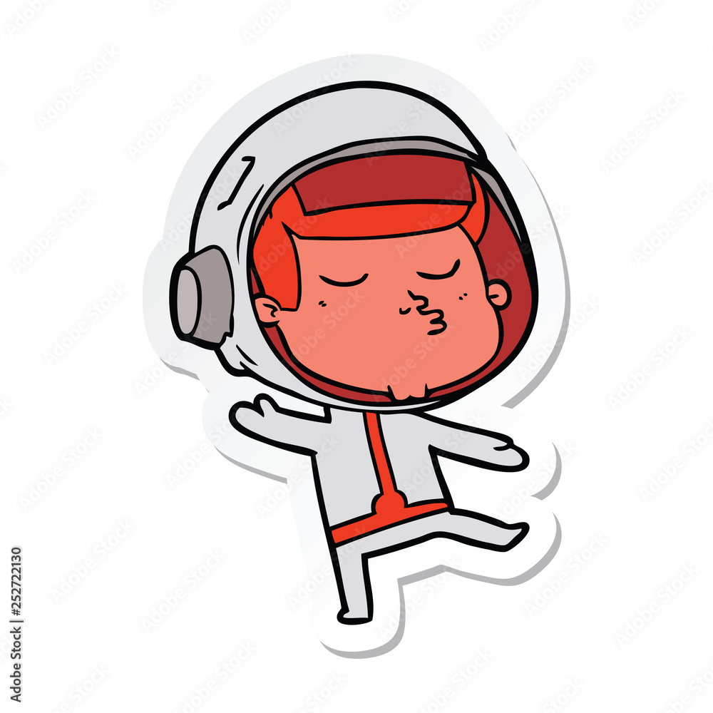 sticker of a cartoon confident astronaut sticker of a cartoon confident astronaut