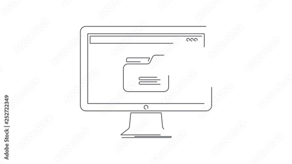 Computer folder animated lineal symbol icon 4K