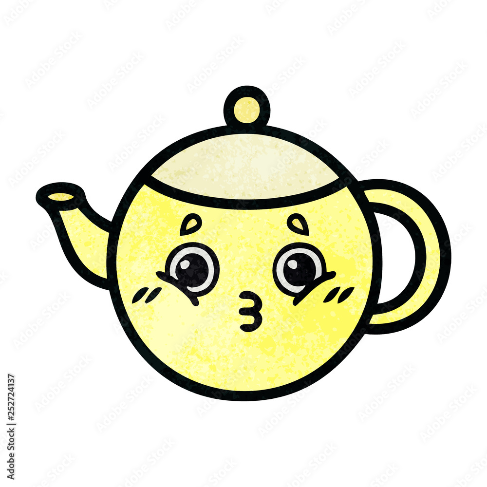 retro grunge texture cartoon tea pot retro grunge texture cartoon tea pot