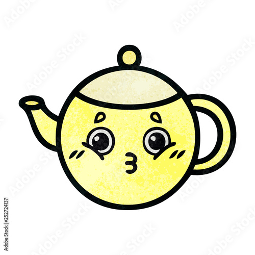 retro grunge texture cartoon tea pot