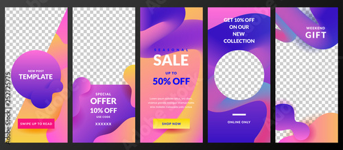 Stories vector template for Instagram social network. Trendy design for fashion sale and special offer flyers.