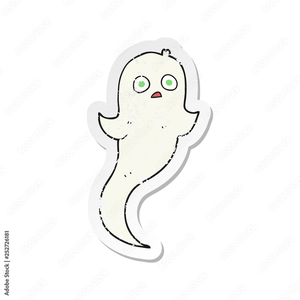 retro distressed sticker of a cartoon halloween ghost retro distressed sticker of a cartoon halloween ghost
