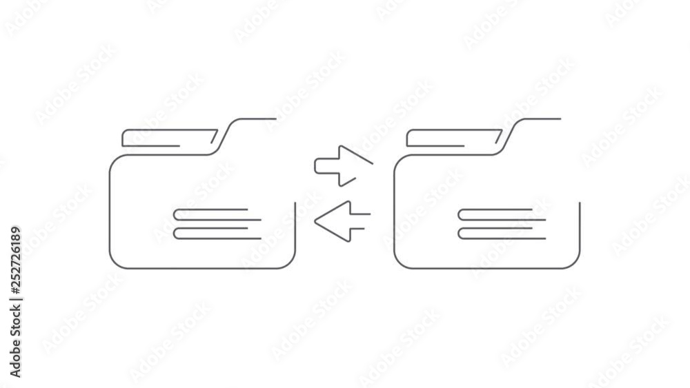 Synchronize computer folder animated lineal symbol icon 4K
