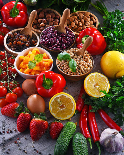 Assorted organic food products on the table