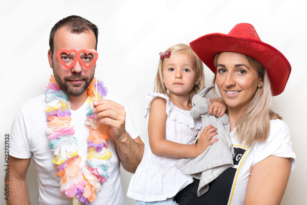 party family photo booth girl dad mom mother parents props
