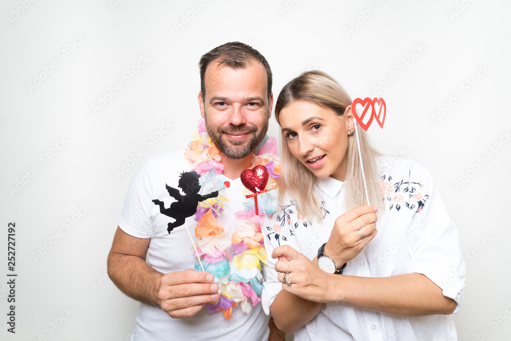 party photo booth props male female fun glasses white background