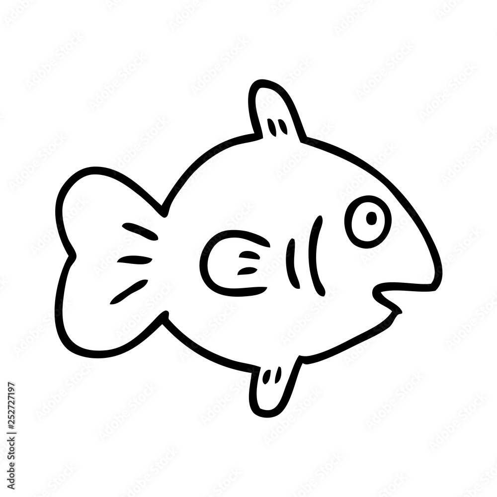 line drawing doodle of a marine fish line drawing doodle of a marine fish