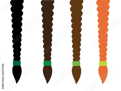 Women's colored braids on a white background. Vector illustration.