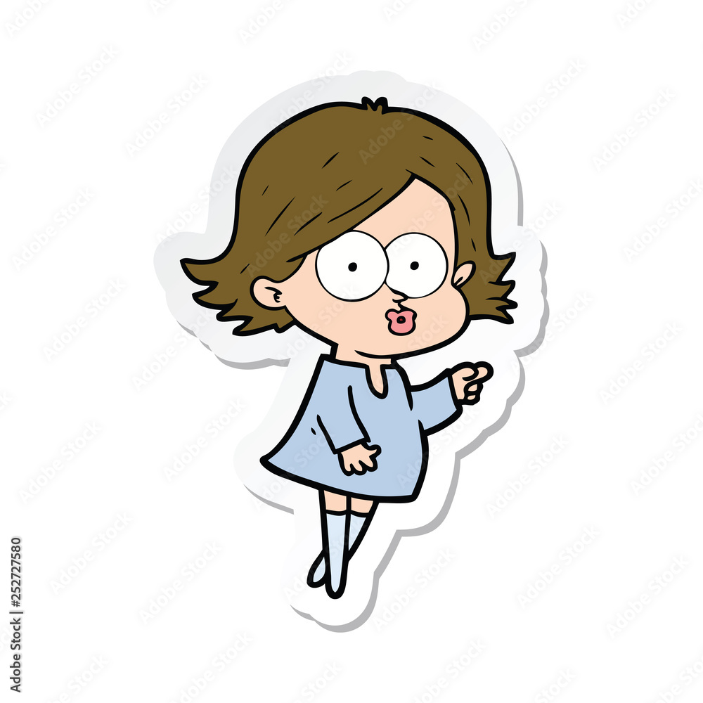 sticker of a cartoon girl pouting sticker of a cartoon girl pouting