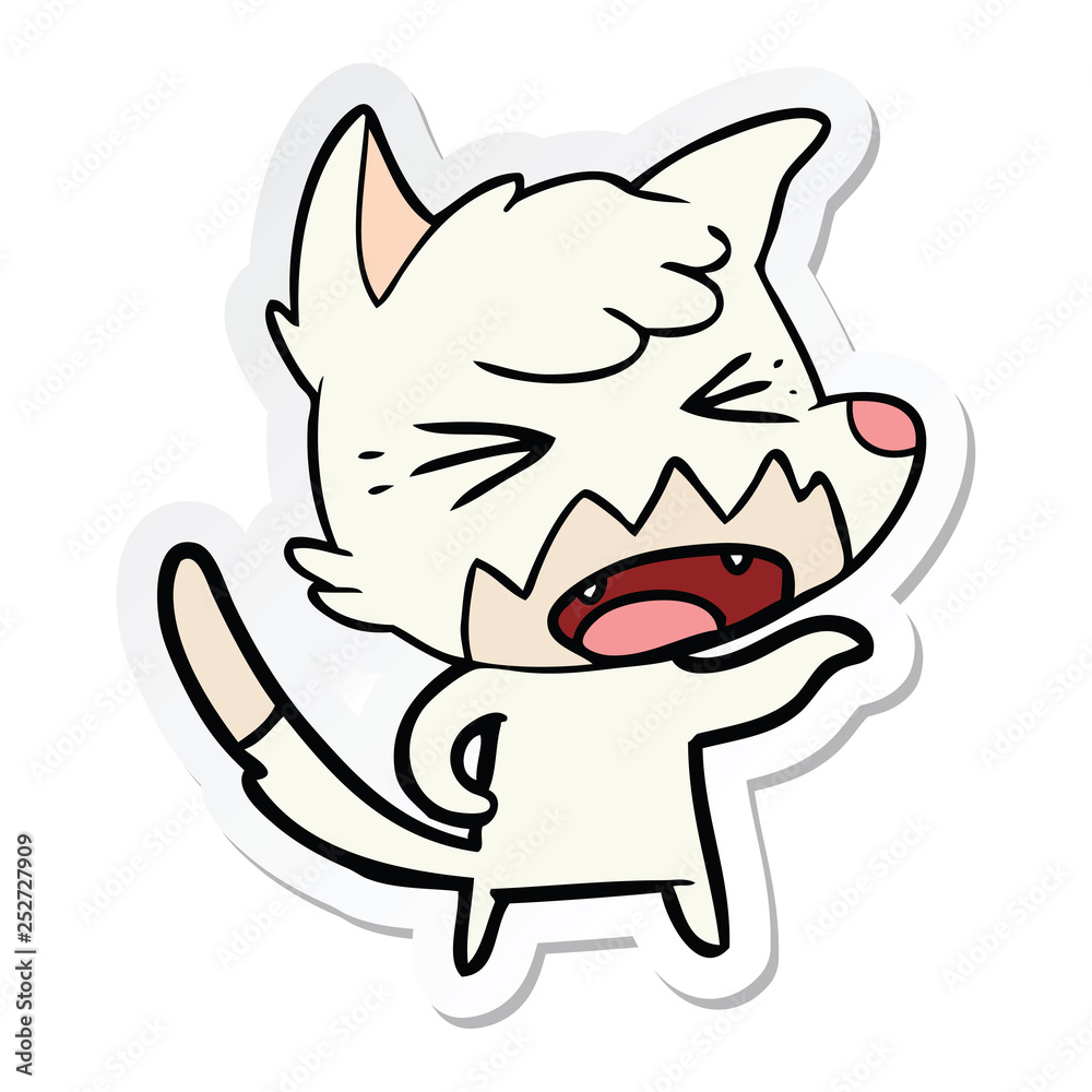 sticker of a angry cartoon fox