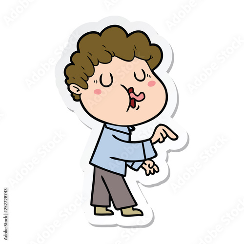 sticker of a cartoon man singing