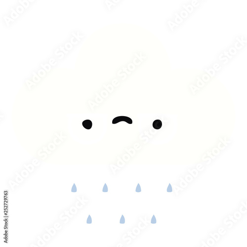flat color retro cartoon rain cloud