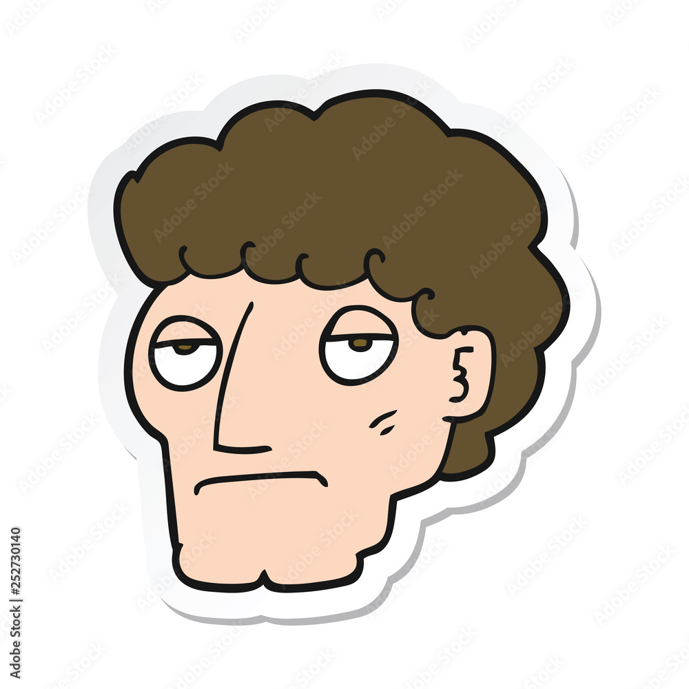 sticker of a cartoon bored man sticker of a cartoon bored man