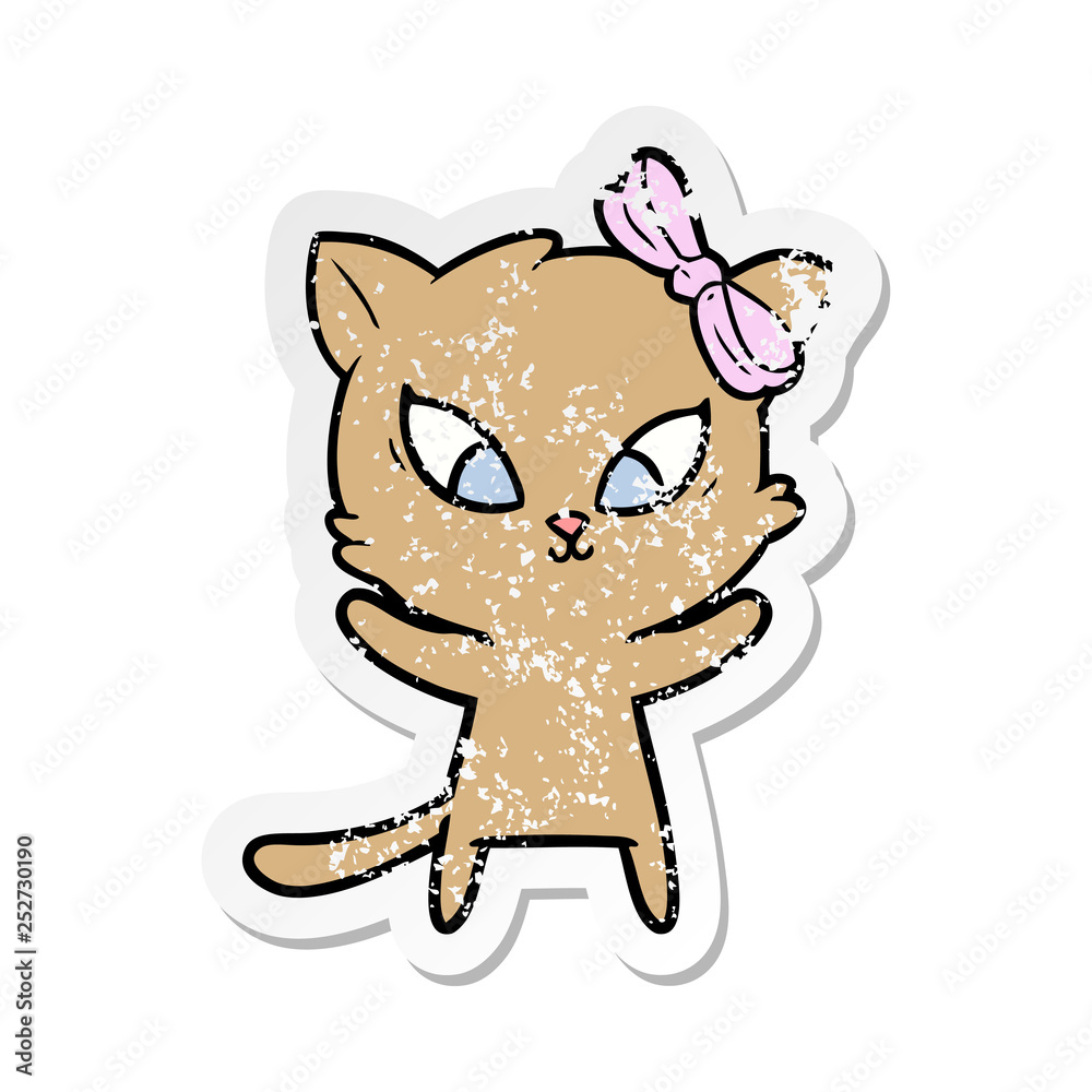 Fototapeta premium distressed sticker of a cartoon cat