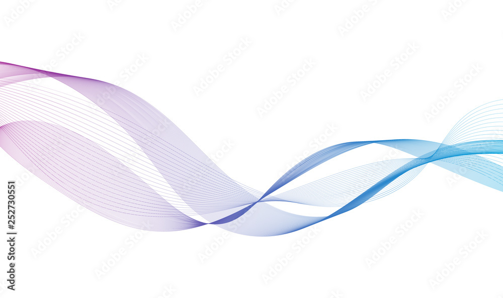 Wave of the many colored lines. Abstract wavy stripes on a white background isolated. Creative line art. Design elements created using the Blend Tool - obrazy, fototapety, plakaty 