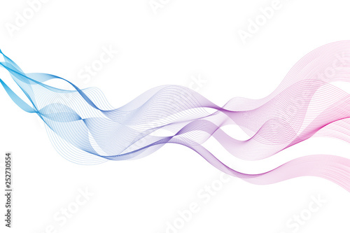Wave of the many colored lines. Abstract wavy stripes on a white background isolated. Creative line art. Design elements created using the Blend Tool