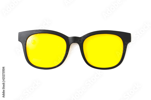 aviator yellow sunglasses isolated on white