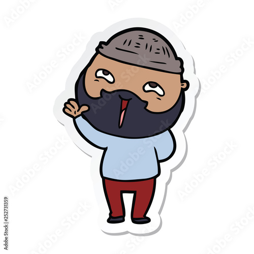 sticker of a cartoon happy bearded man