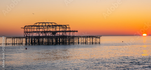Old Brighton Pier in the sunset © 4kclips