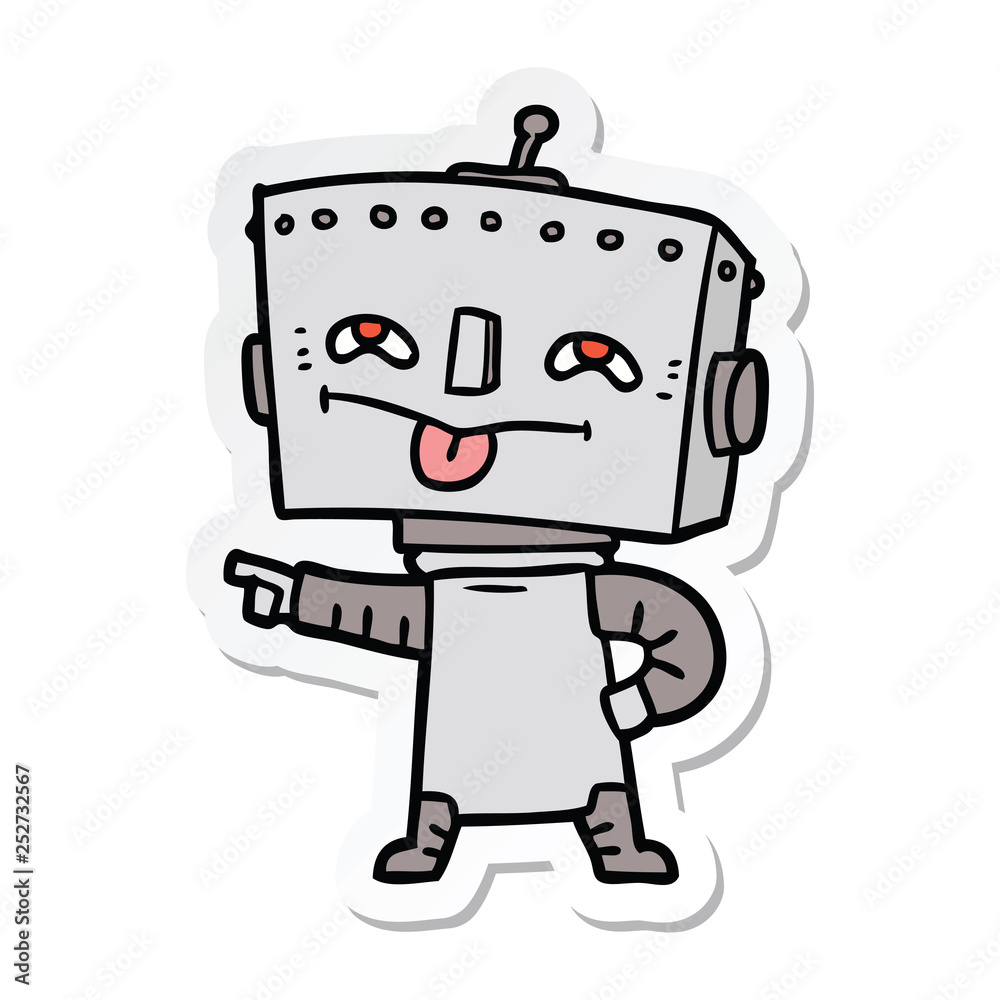 sticker of a cartoon robot sticker of a cartoon robot