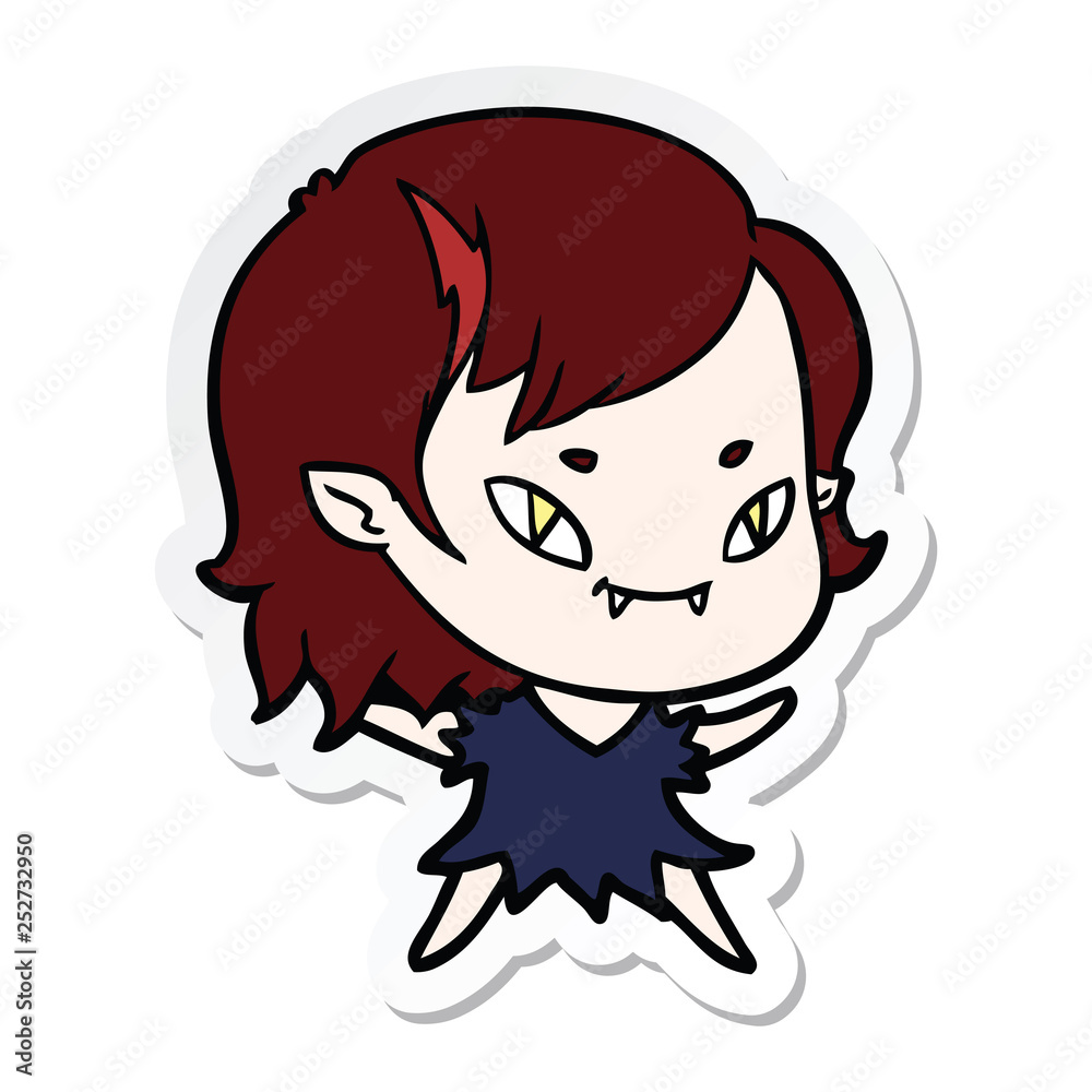 sticker of a cartoon friendly vampire girl sticker of a cartoon friendly vampire girl