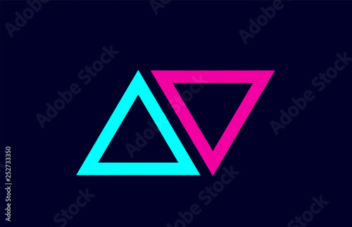 blue pink colorful alphabet letter logo combination av a v design