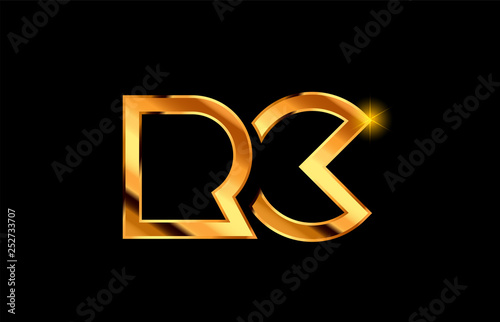 gold golden metal alphabet letter logo combination design