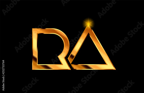 gold golden metal alphabet letter logo combination design