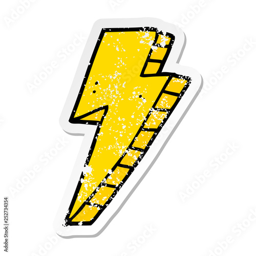 distressed sticker of a cartoon lightning bolt