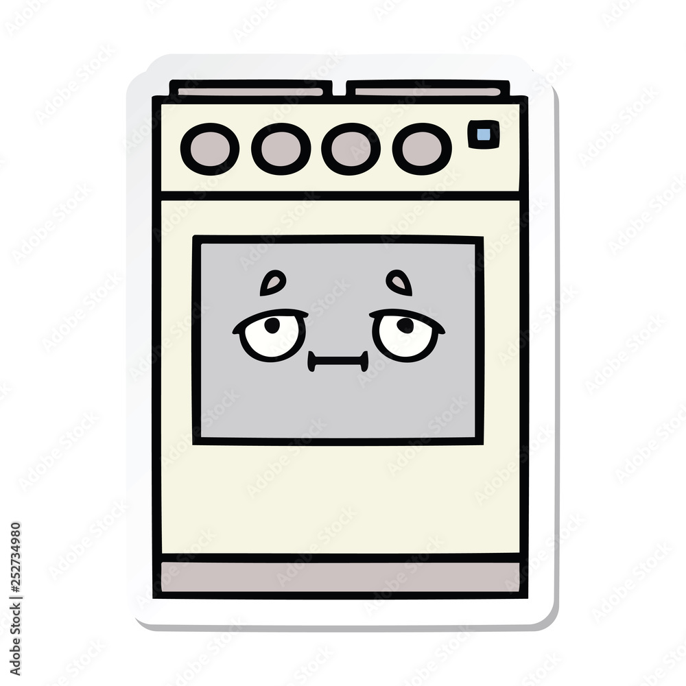 sticker of a cute cartoon kitchen oven sticker of a cute cartoon kitchen oven