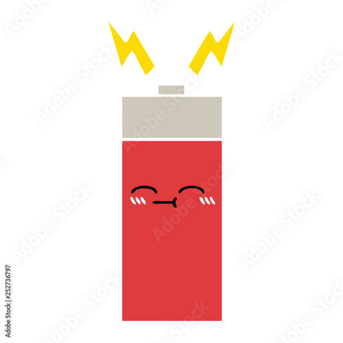 flat color retro cartoon battery