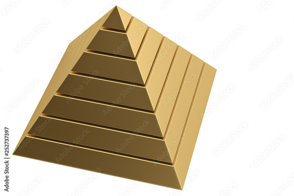 Golden pyramid isolated on white background 3D illustration. Stock ...