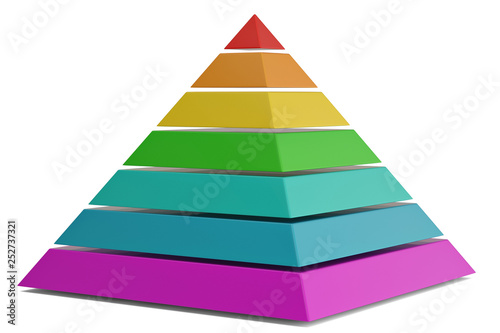 Colorful pyramid isolated on white background 3D illustration.