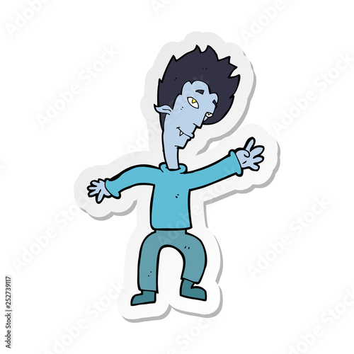 sticker of a cartoon halloween vampire