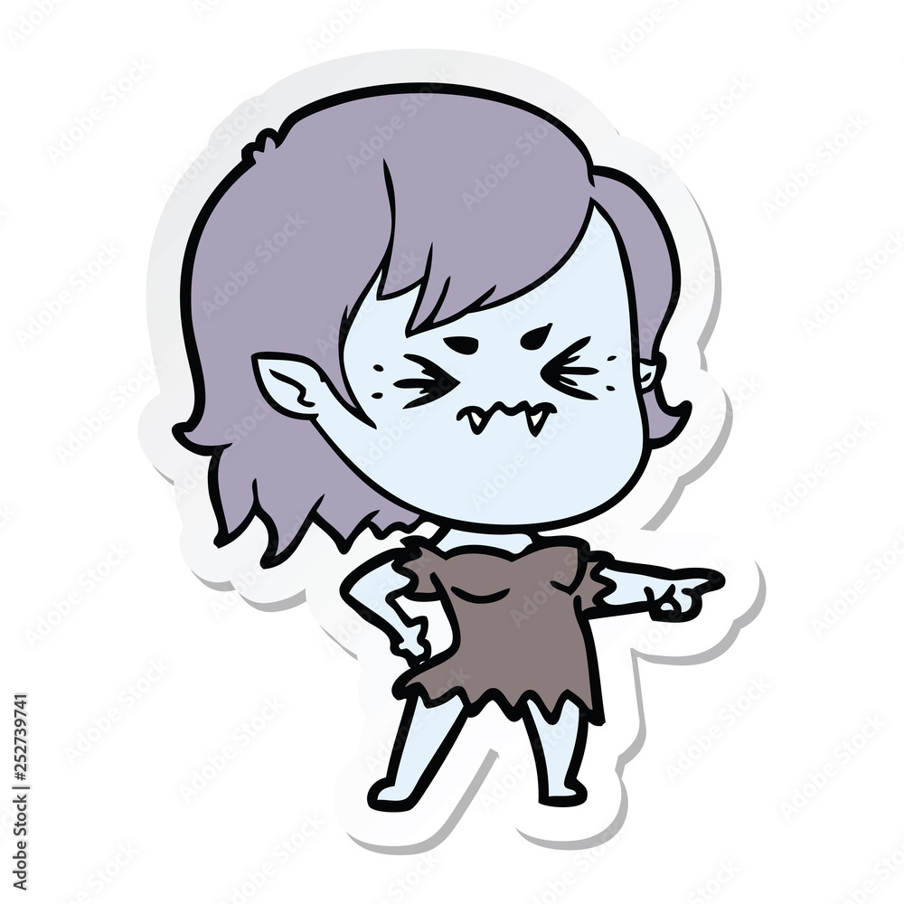 sticker of a annoyed cartoon vampire girl sticker of a annoyed cartoon vampire girl