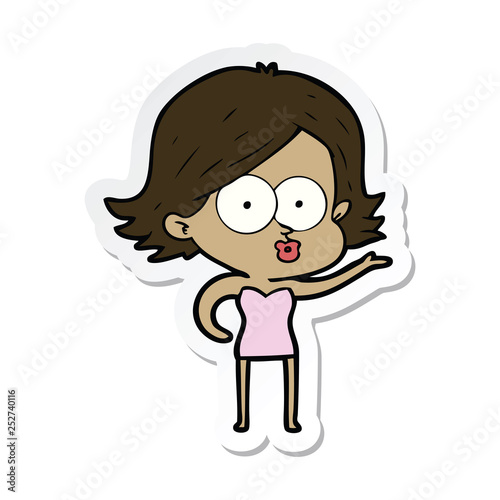 sticker of a cartoon girl pouting