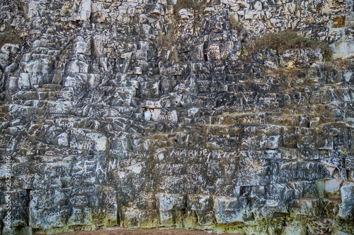 Name writings in the chalk rocks of Botany Bay in Kent