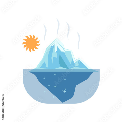 Melted glaciers under hot sun such problem global warming