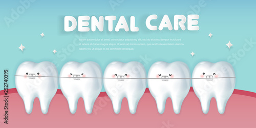 cute cartoon brace tooth