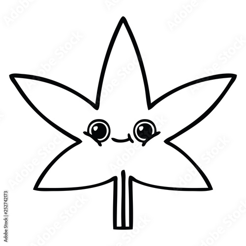 line drawing cartoon autumnal leaf